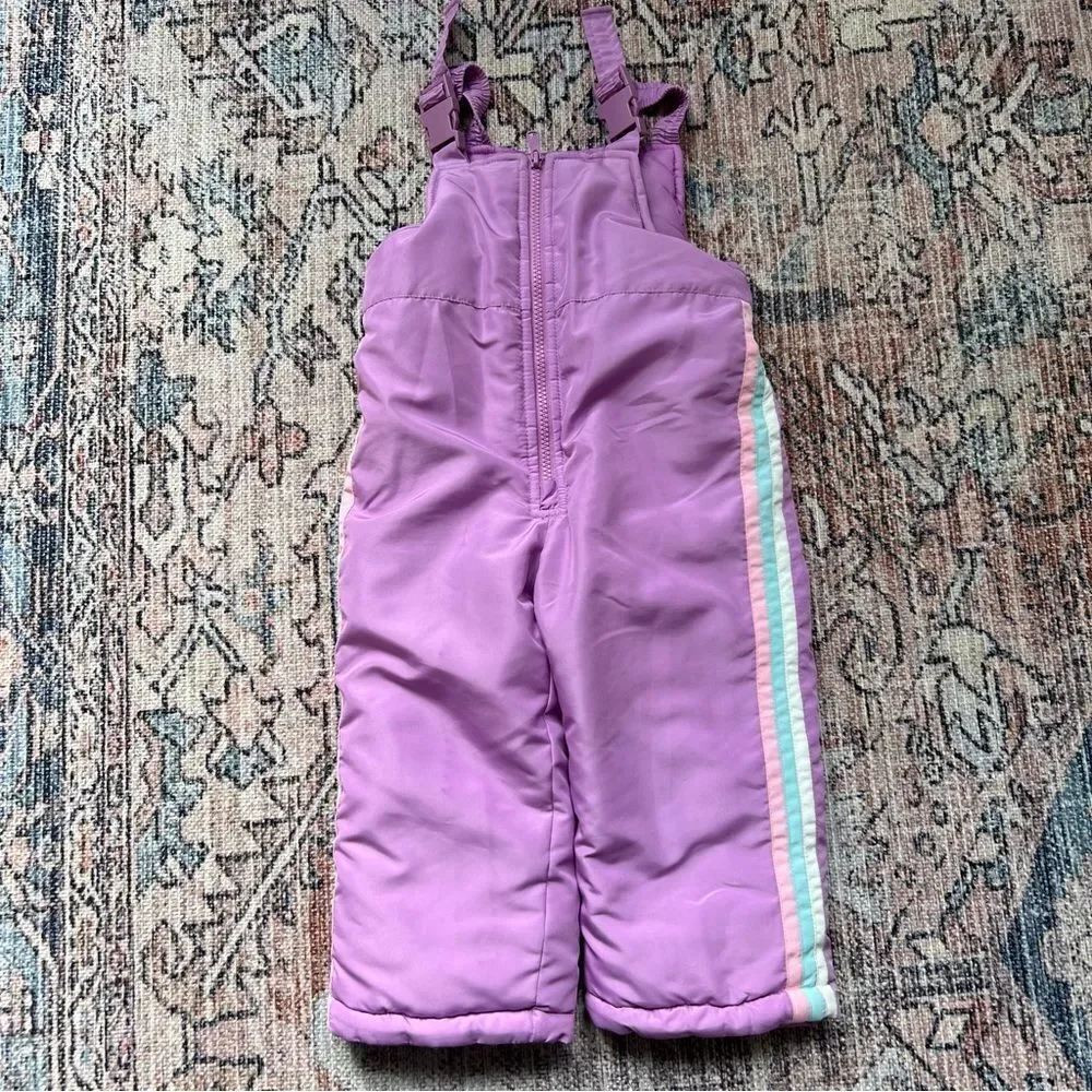Vintage OshKosh Toddler Girls Snow Pants Bibs Lilac Lavender Size 2T
